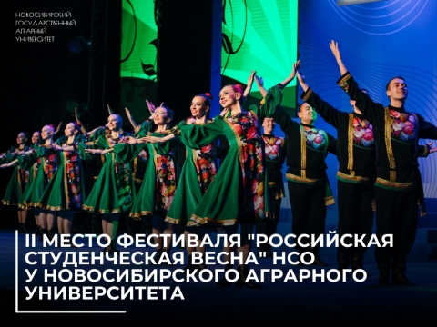 II место фестиваля «Российская студенческая весна» НСО у Новосибирского ГАУ